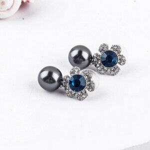 Unique crystal flower pearl drop boho earrings …